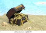 Treasure chest on beach